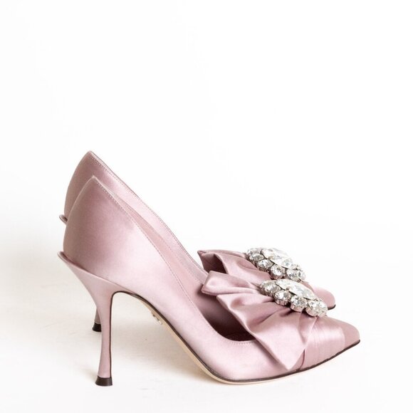 Dolce & Gabbana Crystal Embellished Satin Pumps High Heels Liliac Decollete - Picture 4 of 15